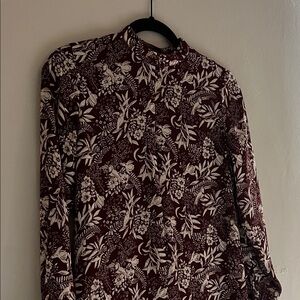 Scotch & Soda Burgundy Print Drop Waist Dress